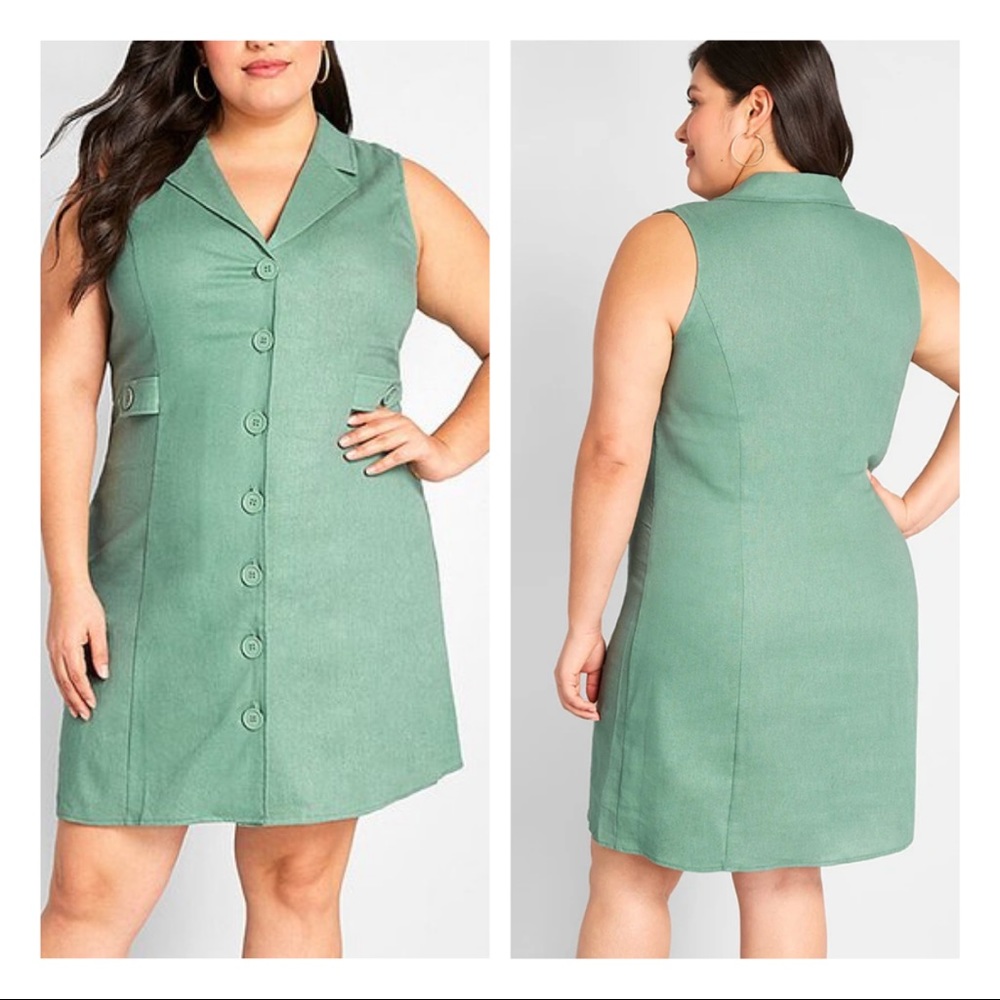 ✿ NWT - Modcloth "Coasting Along" Sage Button Down Sleeveless Dress ✿